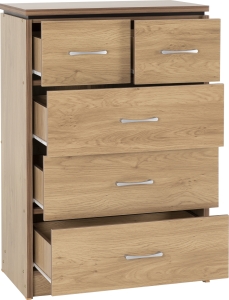 Image: 7022 - Charles 3+2 Drawer Chest - Oak